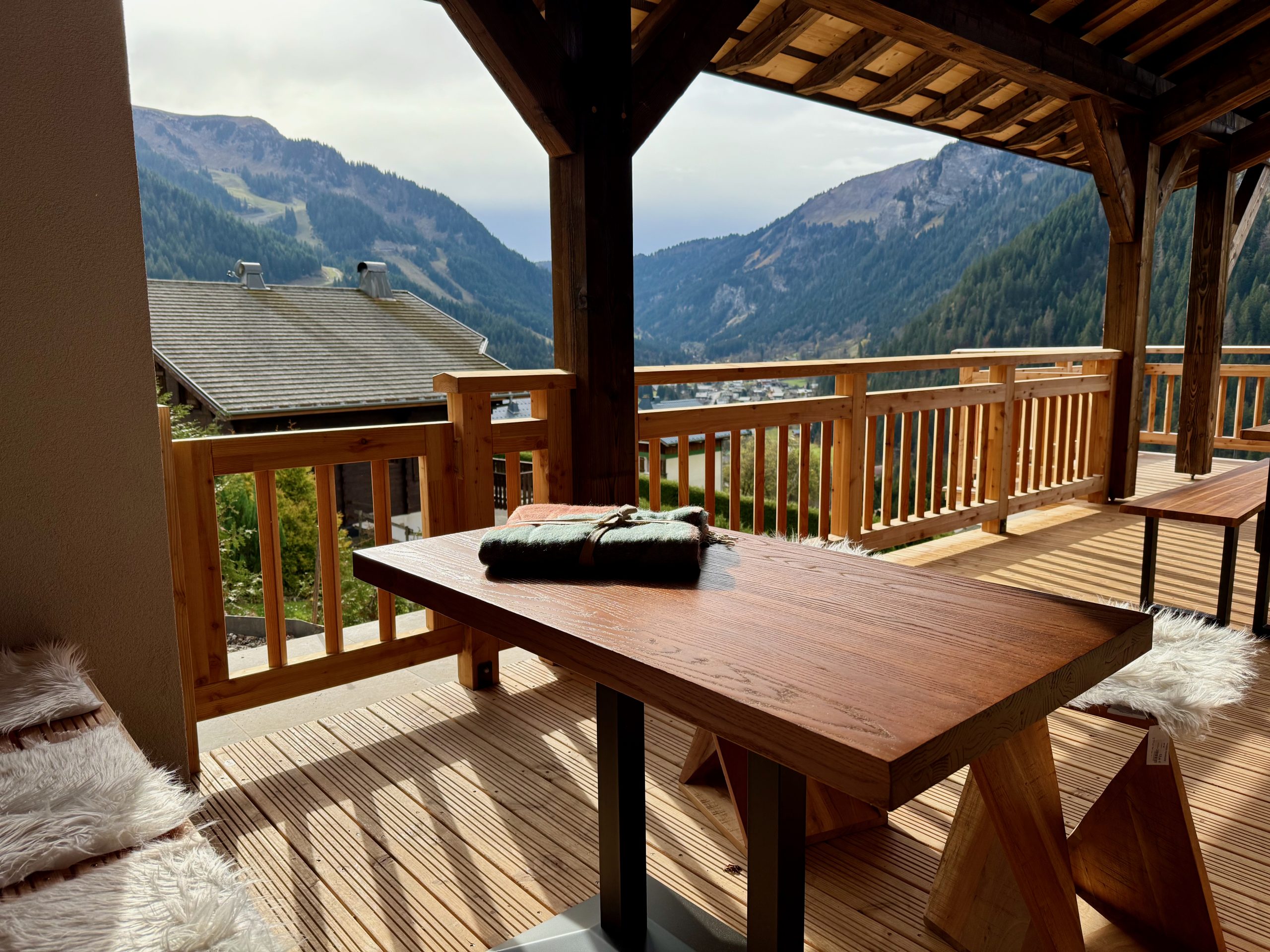 Table on the terrace of a chalet